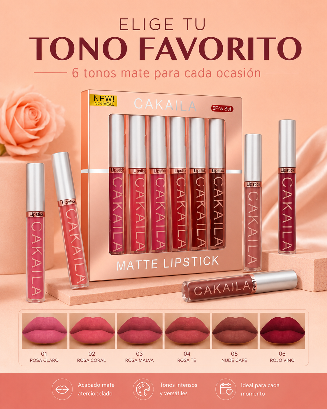 💖SET DE 6 LABIALES💋 MATTE MAGIA INTENSA