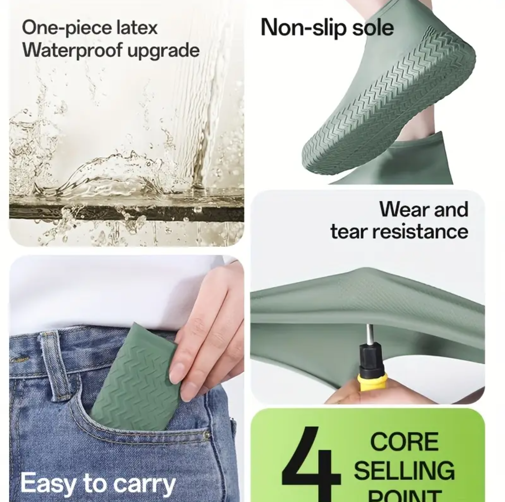 🔰CUBREZAPATOS DE SILICONA💯PROTECCION ANTIDESLIZANTE CONTRA LA LLUVIA 💦PARA HOMBRES Y MUJERES FACILES DE LIMPIAR