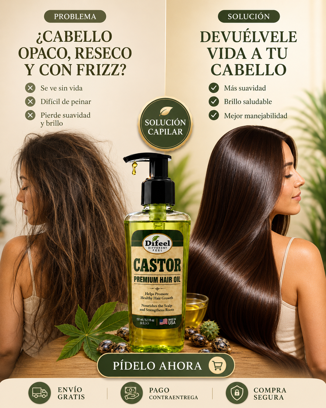 🌿 Aceite Capilar Difeel Castor Premium✨💚