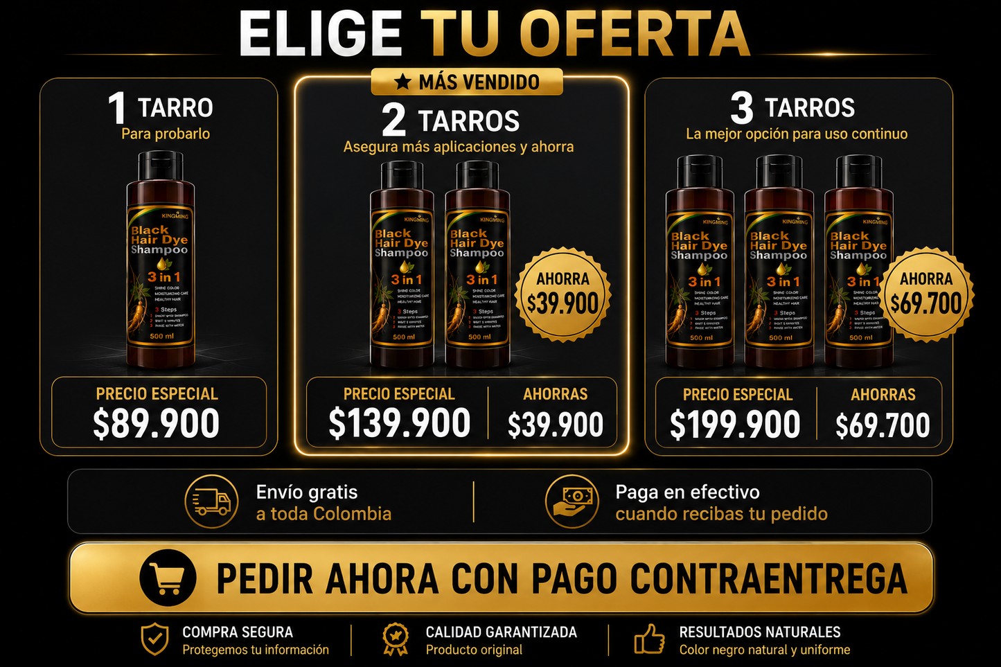 SHAMPOO KINGMING CUBRE CANAS 3 EN 1™