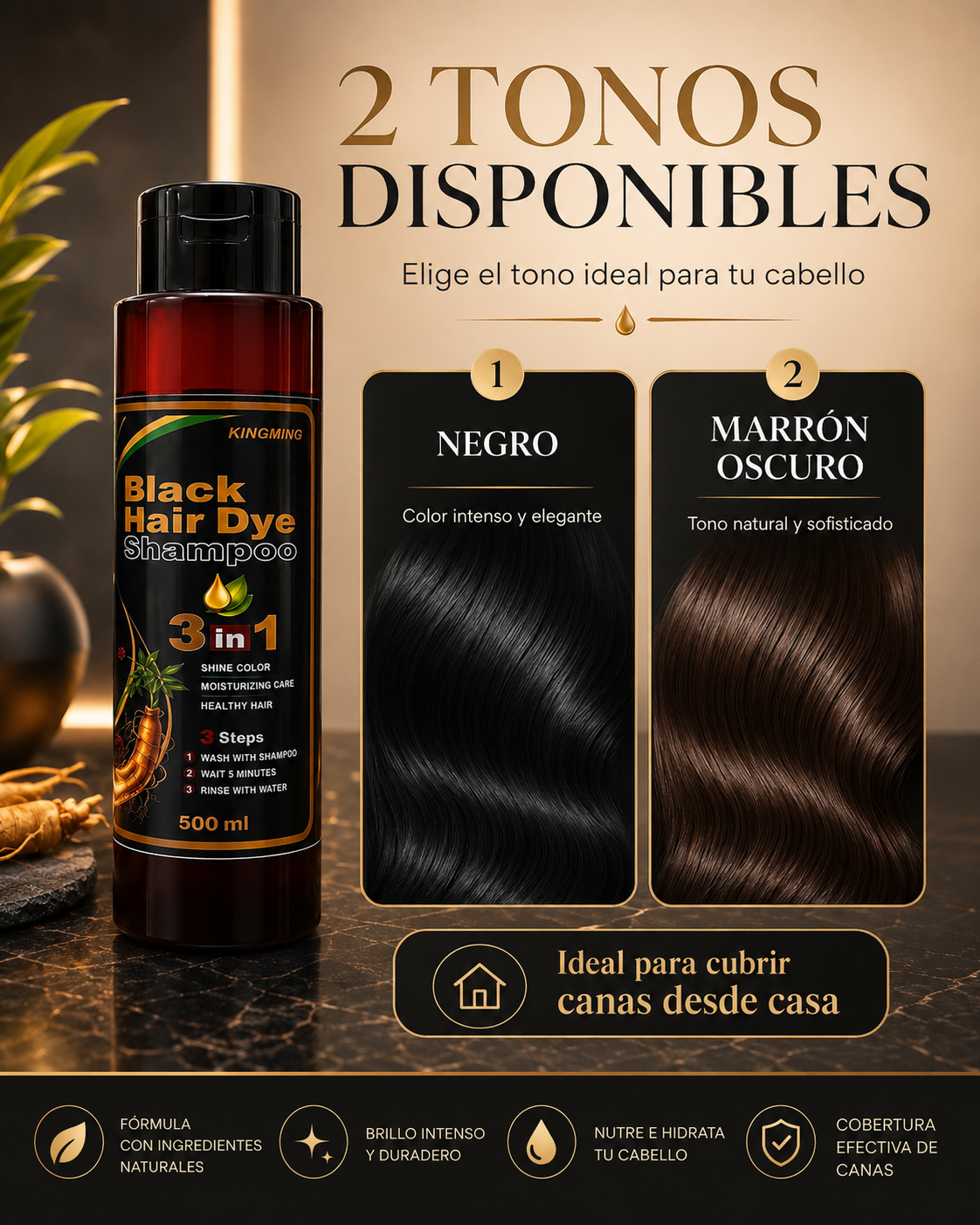 SHAMPOO KINGMING CUBRE CANAS 3 EN 1™