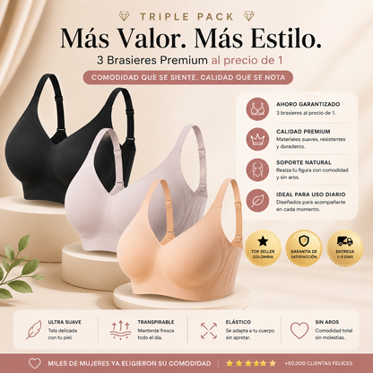 💥BRASIER CONFORT PREMIUM™️🎀LEVANTA Y MOLDEA SIN DOLOR😍PAGUE 1 LLEVA 3🎁