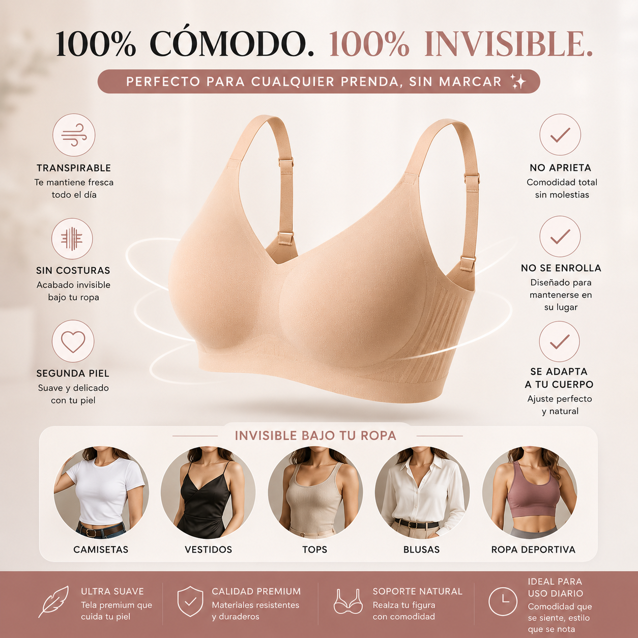 💥BRASIER CONFORT PREMIUM™️🎀LEVANTA Y MOLDEA SIN DOLOR😍PAGUE 1 LLEVA 3🎁