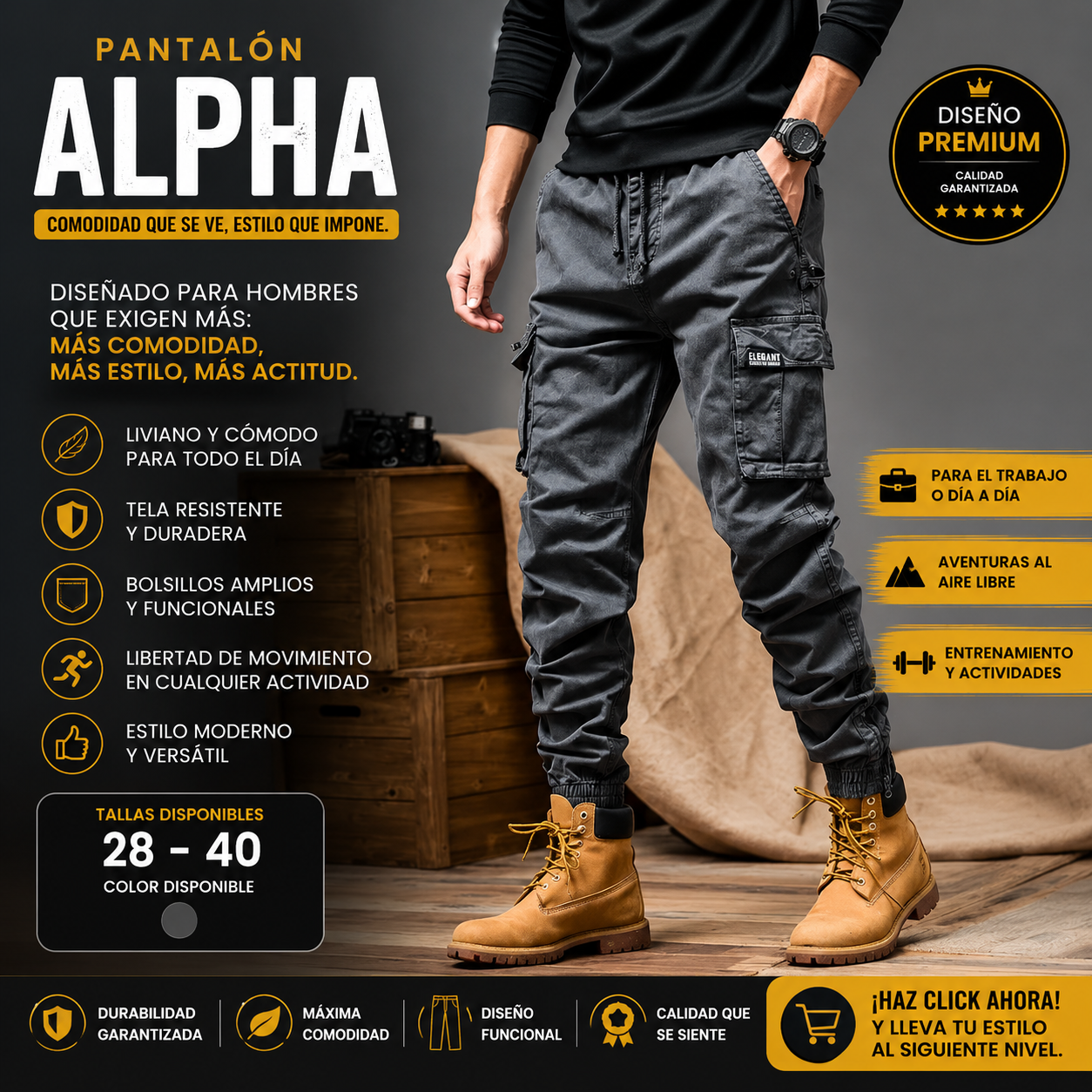 💥🔰PANTALON ALPHA💥EL PANTALON CARGO QUE TODO HOMBRE NECESITA🔥