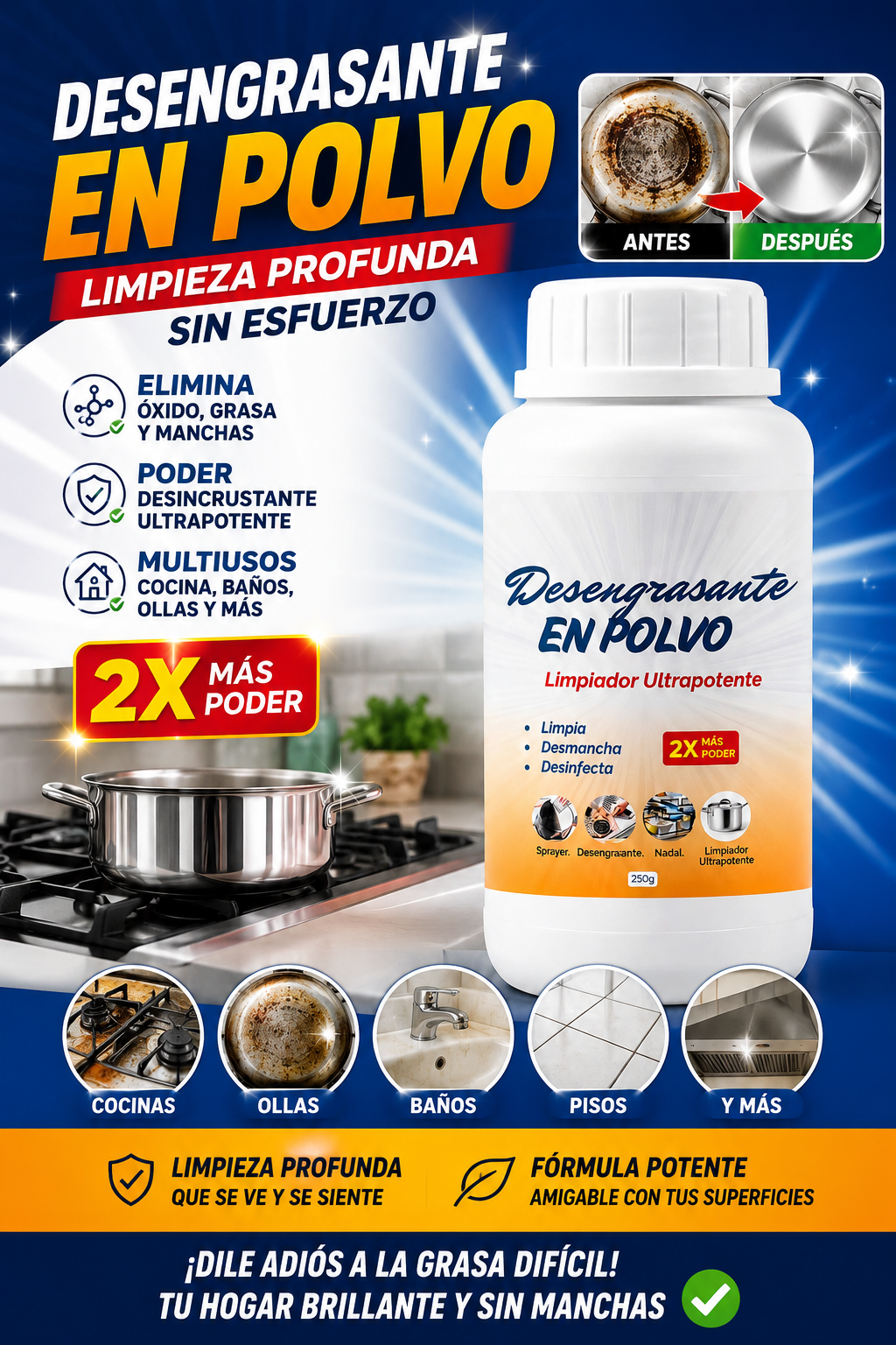 💥🌀DESENGRASANTE EN POLVO🫧LIMPIADOR ULTRA POTENTE🔥PAGUE 1 LLEVE 2🎁
