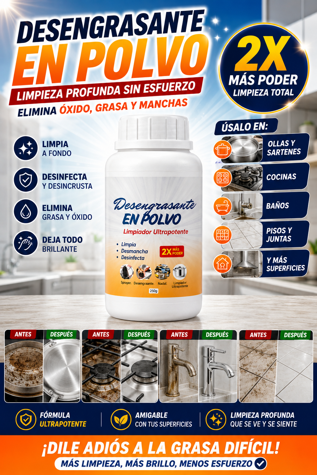 💥🌀DESENGRASANTE EN POLVO🫧LIMPIADOR ULTRA POTENTE🔥PAGUE 1 LLEVE 2🎁