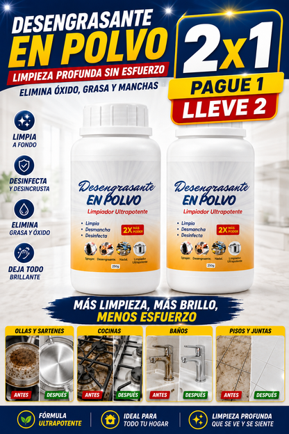 💥🌀DESENGRASANTE EN POLVO🫧LIMPIADOR ULTRA POTENTE🔥PAGUE 1 LLEVE 2🎁