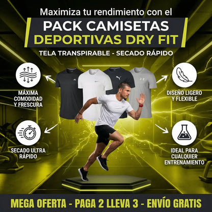 🔥👕 PACK FIT PRO 3X™CAMISETAS 💪 ENTRENA CÓMODO,RINDE AL MÁXIMO 💪⚡